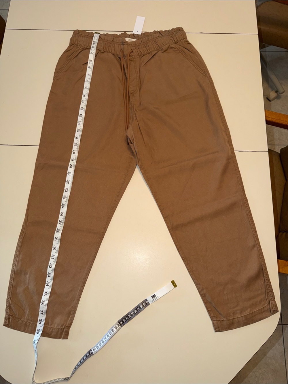 LOFT Brown Drawstring Chinos - Women's Casual Tapered Pants